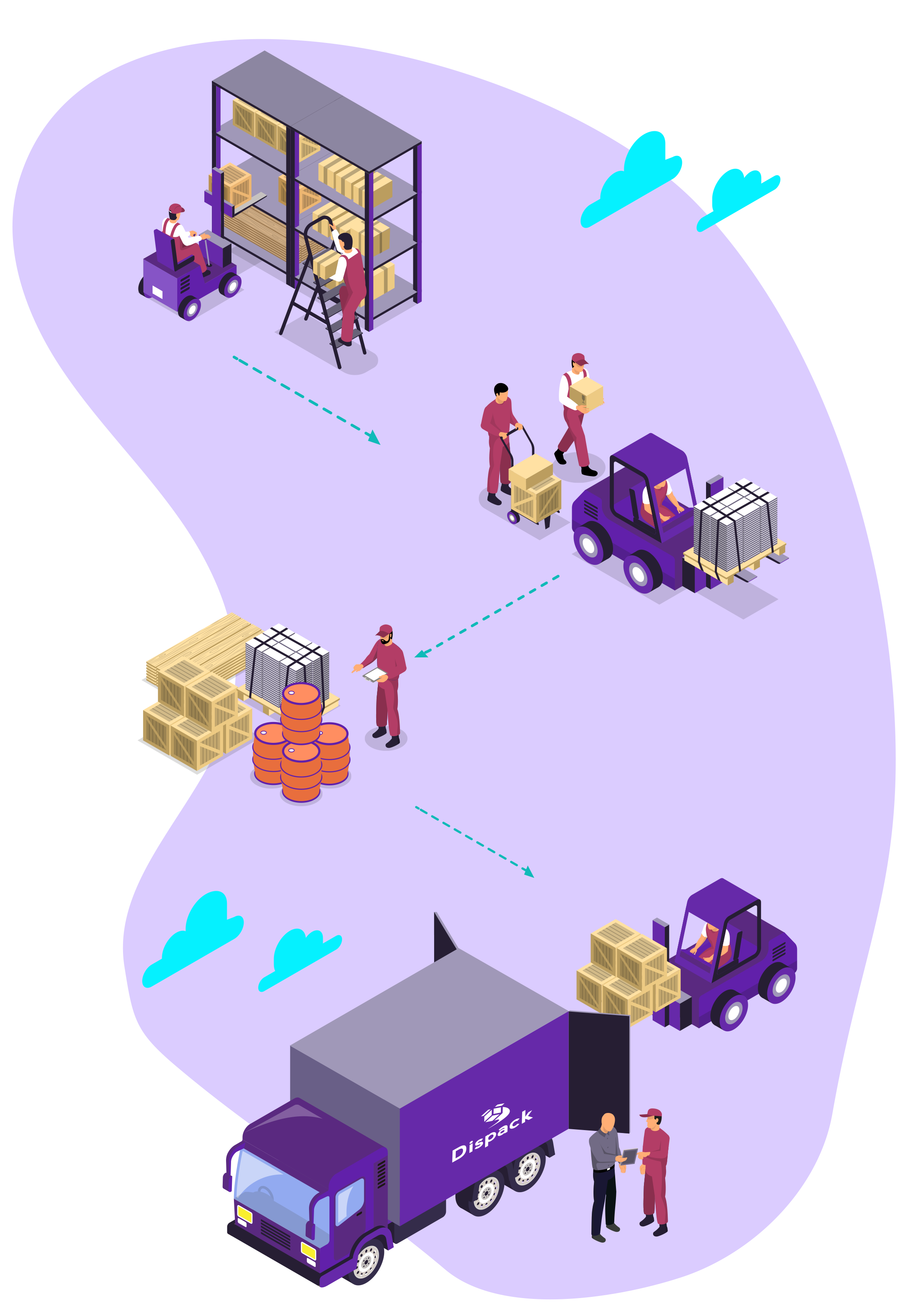 Ilustración de operación logística Dispack